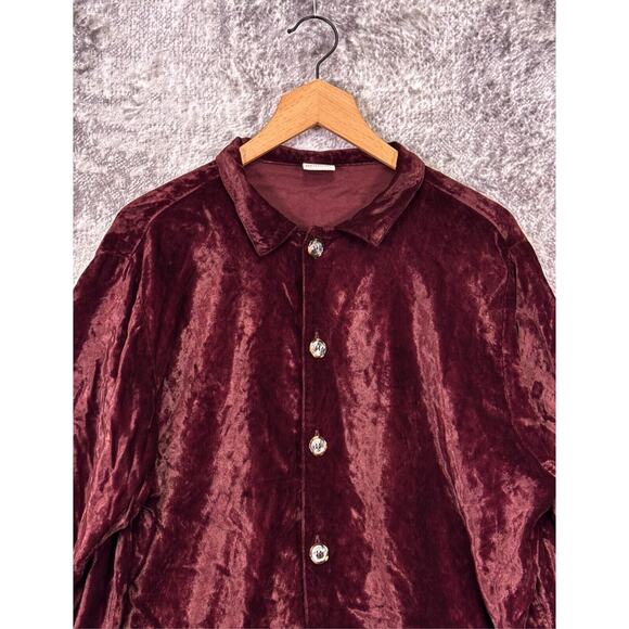 CP Shades Jacket Small Womens Wine Red Crushed Velvet Button Up Collared - Picture 2 of 8